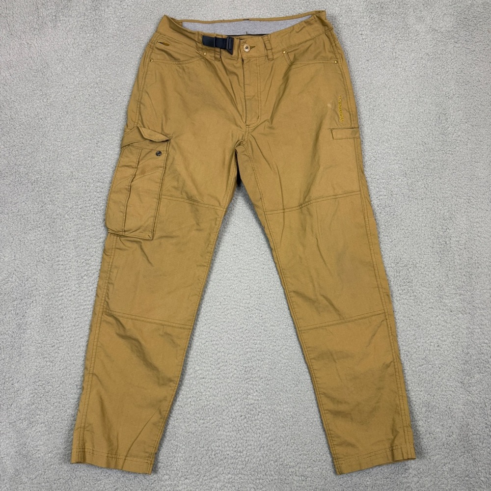 Merrell Mens Cargo Hiking Pants Tan Khaki Belted Outdoor Trousers Size 30x29